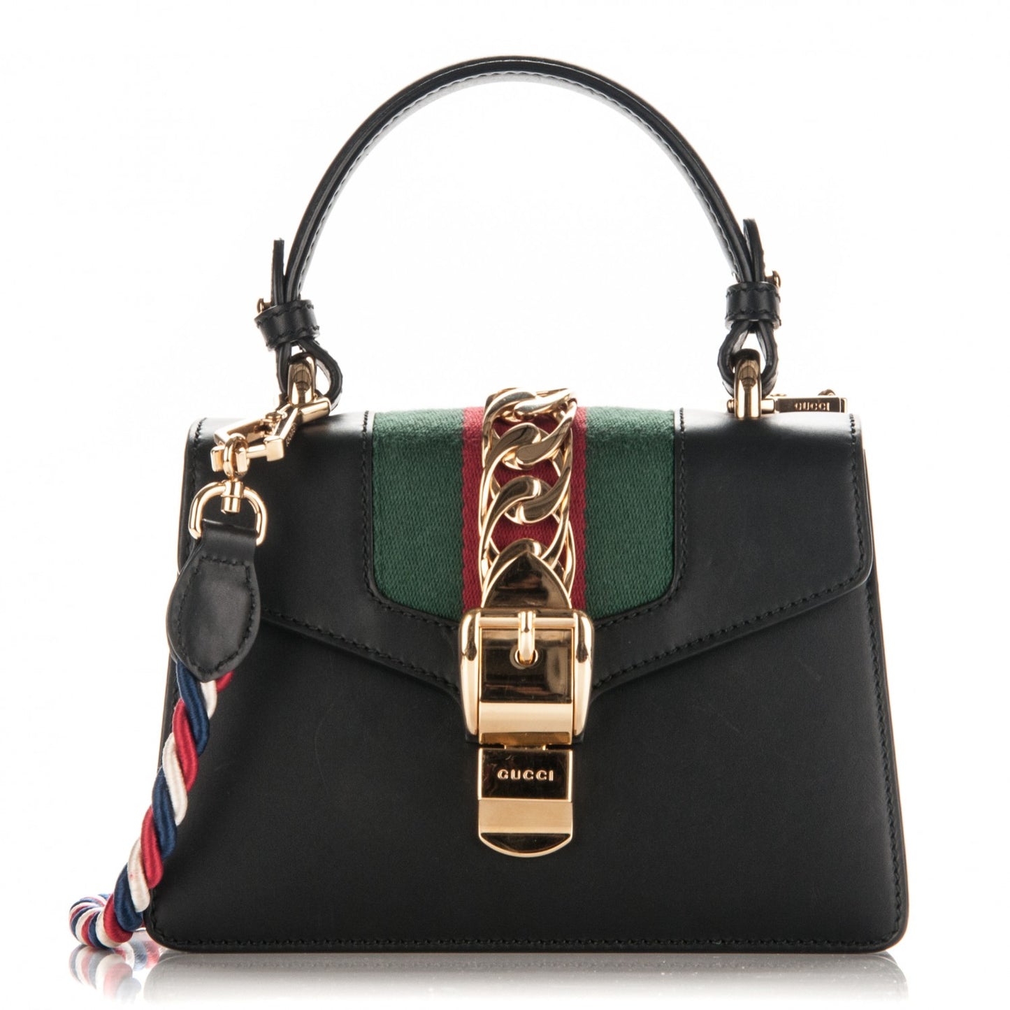 Calfskin Mini Sylvie Top Handle Bag Black