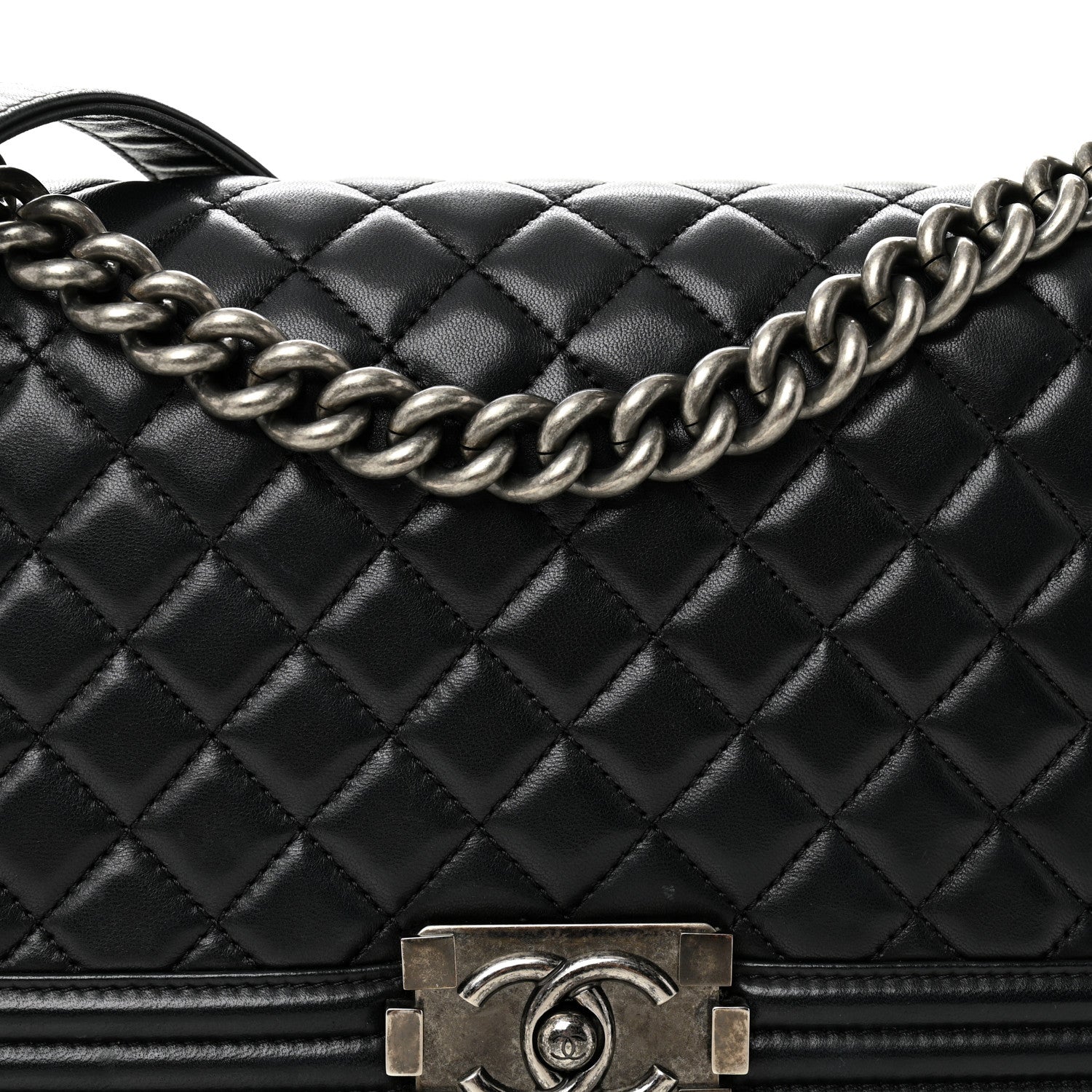 Chanel Lambskin Quilted Medium Boy Flap Black 8 of 10