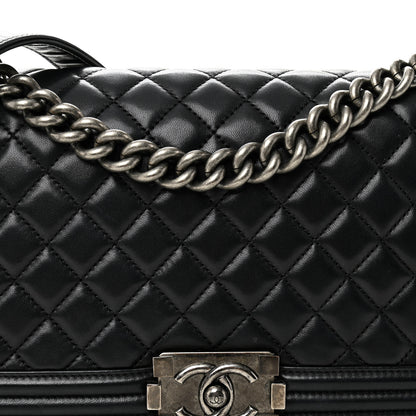 Chanel Lambskin Quilted Medium Boy Flap Black 8 of 10