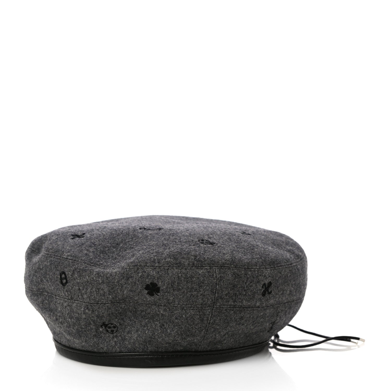 Hermes Cashmere Lambskin Saint-Honore Charms Beret 58 Charbon 2 of 6
