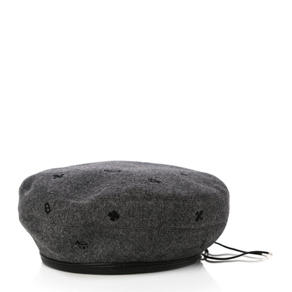 Hermes Cashmere Lambskin Saint-Honore Charms Beret 58 Charbon 2 of 6