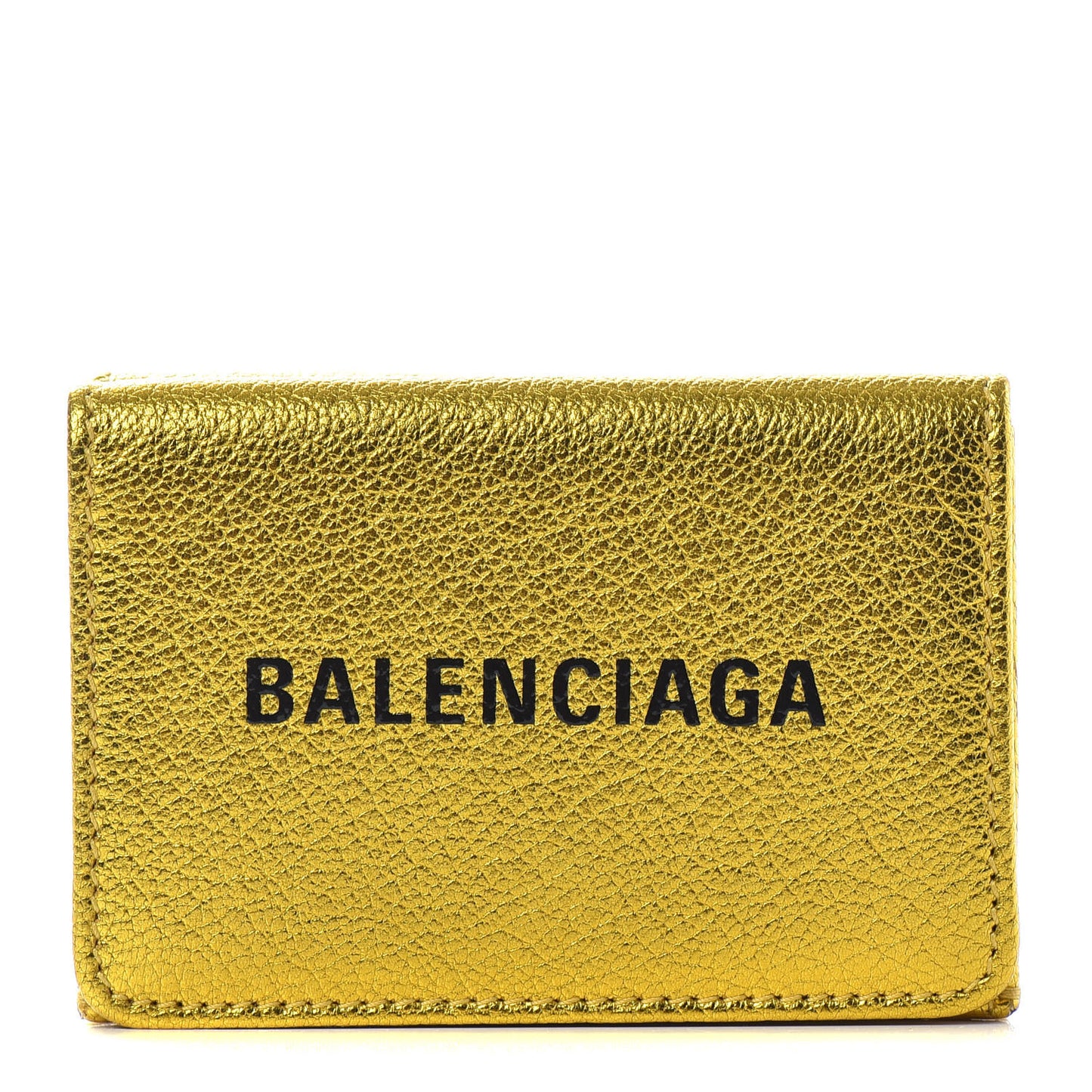Metallic Goatskin Logo Mini Everyday Wallet Oro Black