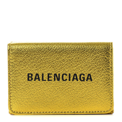 Balenciaga Metallic Goatskin Logo Mini Everyday Wallet Oro Black 1 of 6