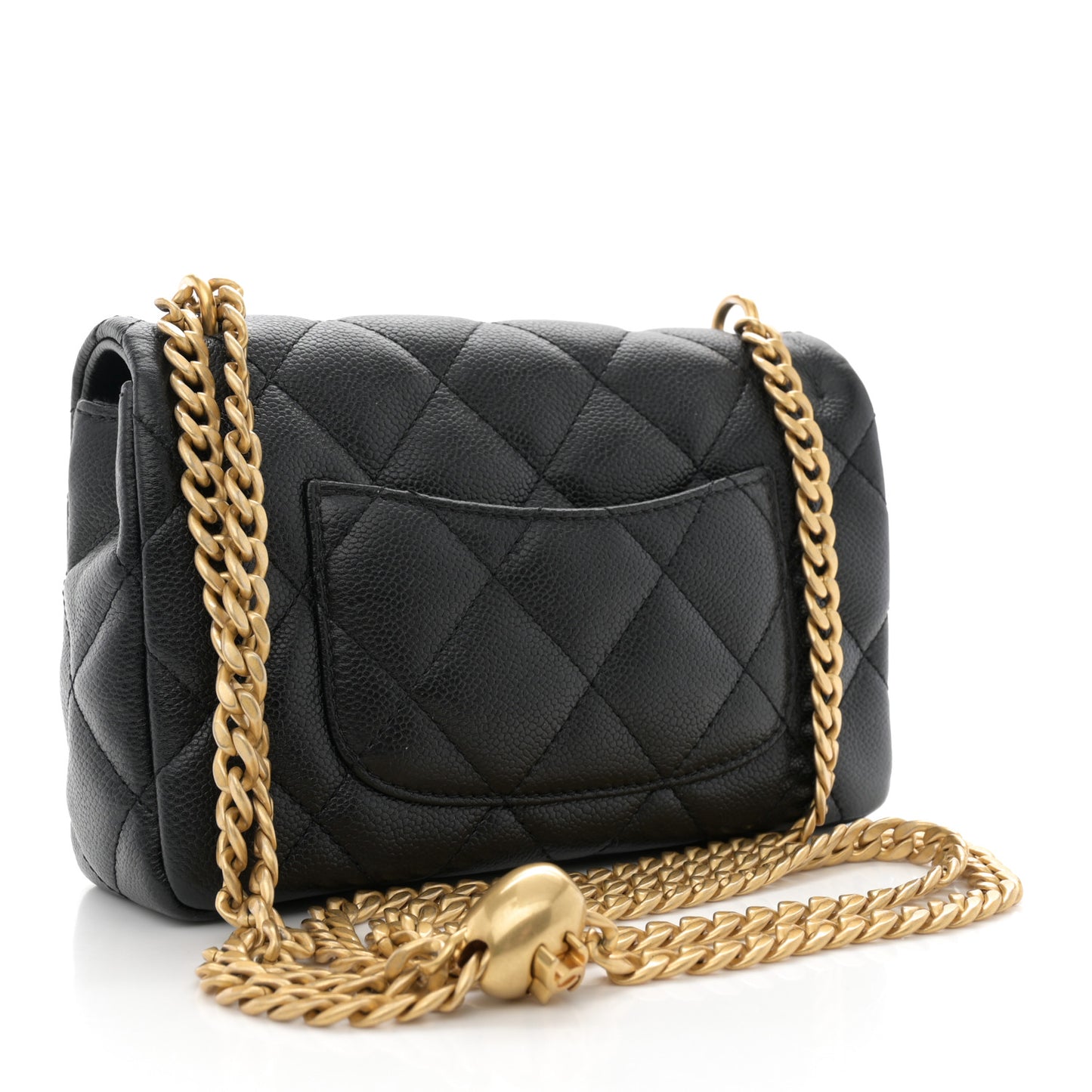 Caviar Quilted Mini Sweetheart Rectangular Flap Black