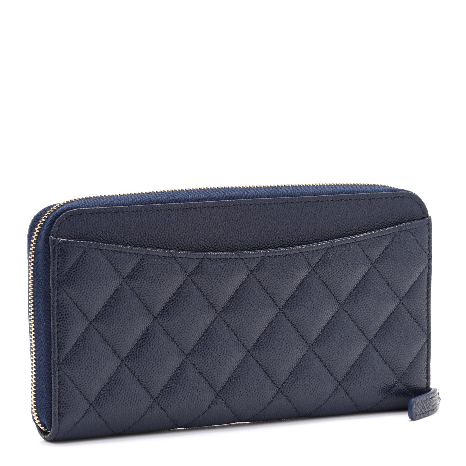 Chanel Caviar Quilted Large Gusset Zip Around Wallet Navy 3 of 10