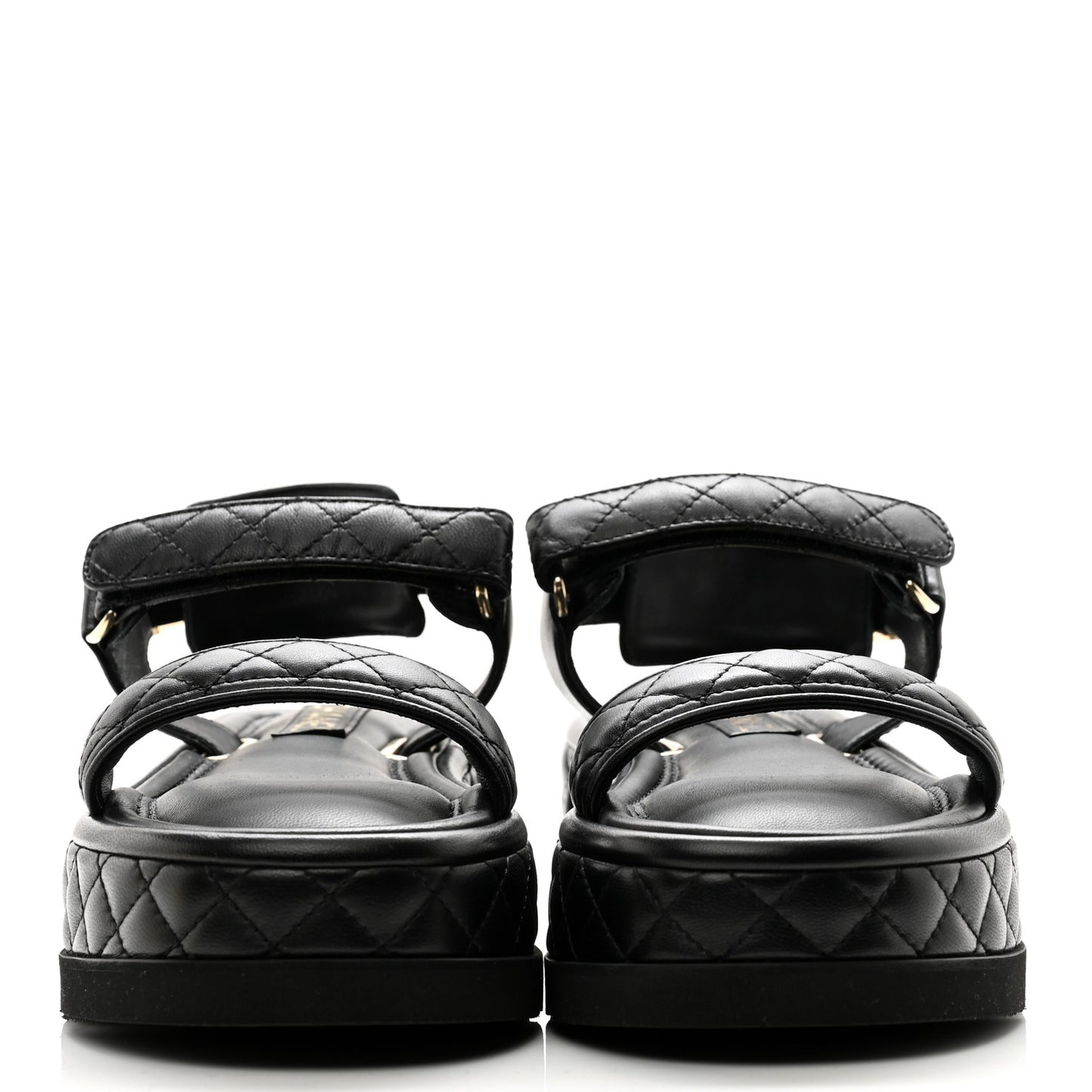 Lambskin Quilted Platform Sandals 37.5 Black