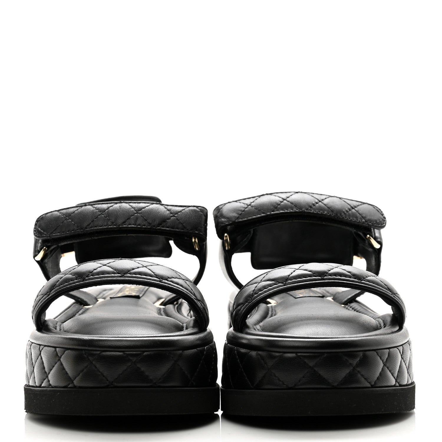 Chanel Lambskin Quilted Platform Sandals 37.5 Black 2 of 9