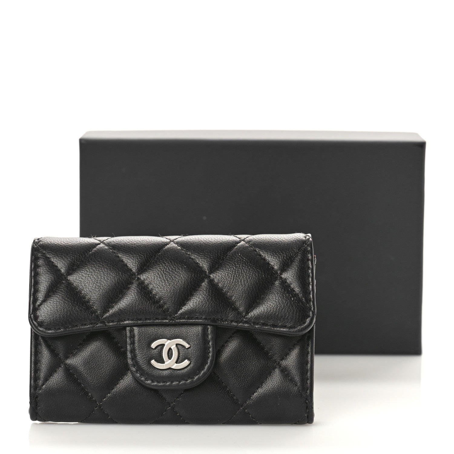 Chanel Lambskin Quilted Flap Card Holder Wallet Black 10 of 11