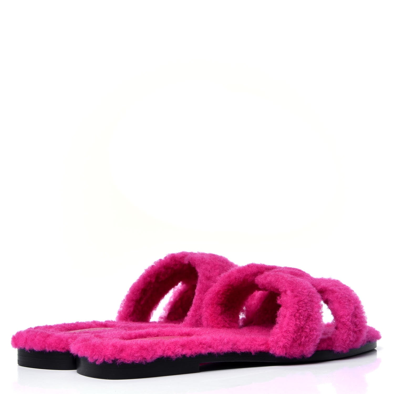 Hermes Woolskin Oran Sandals 37.5 Rose Fuchsia 4 of 9