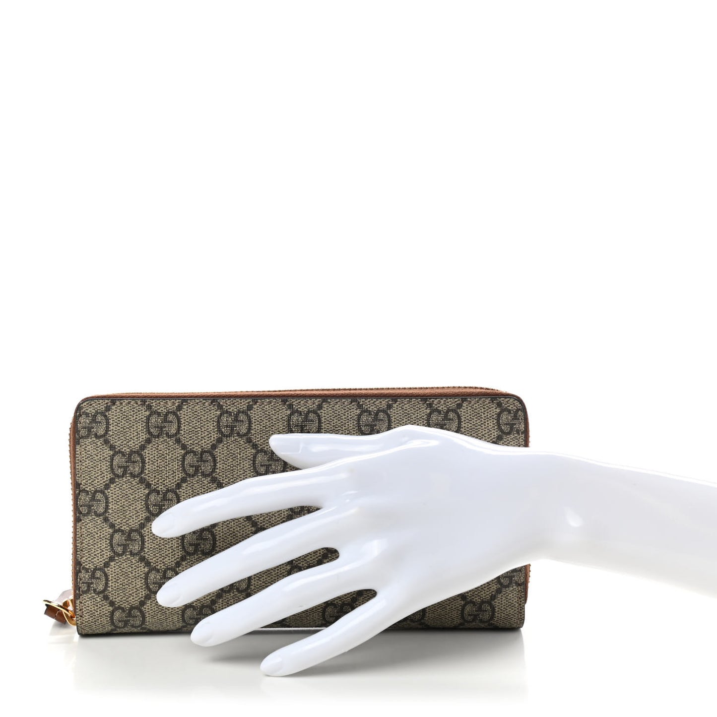 GG Supreme Monogram Cuoio Toscano Zip Around Wallet Beige Ebony Cuir