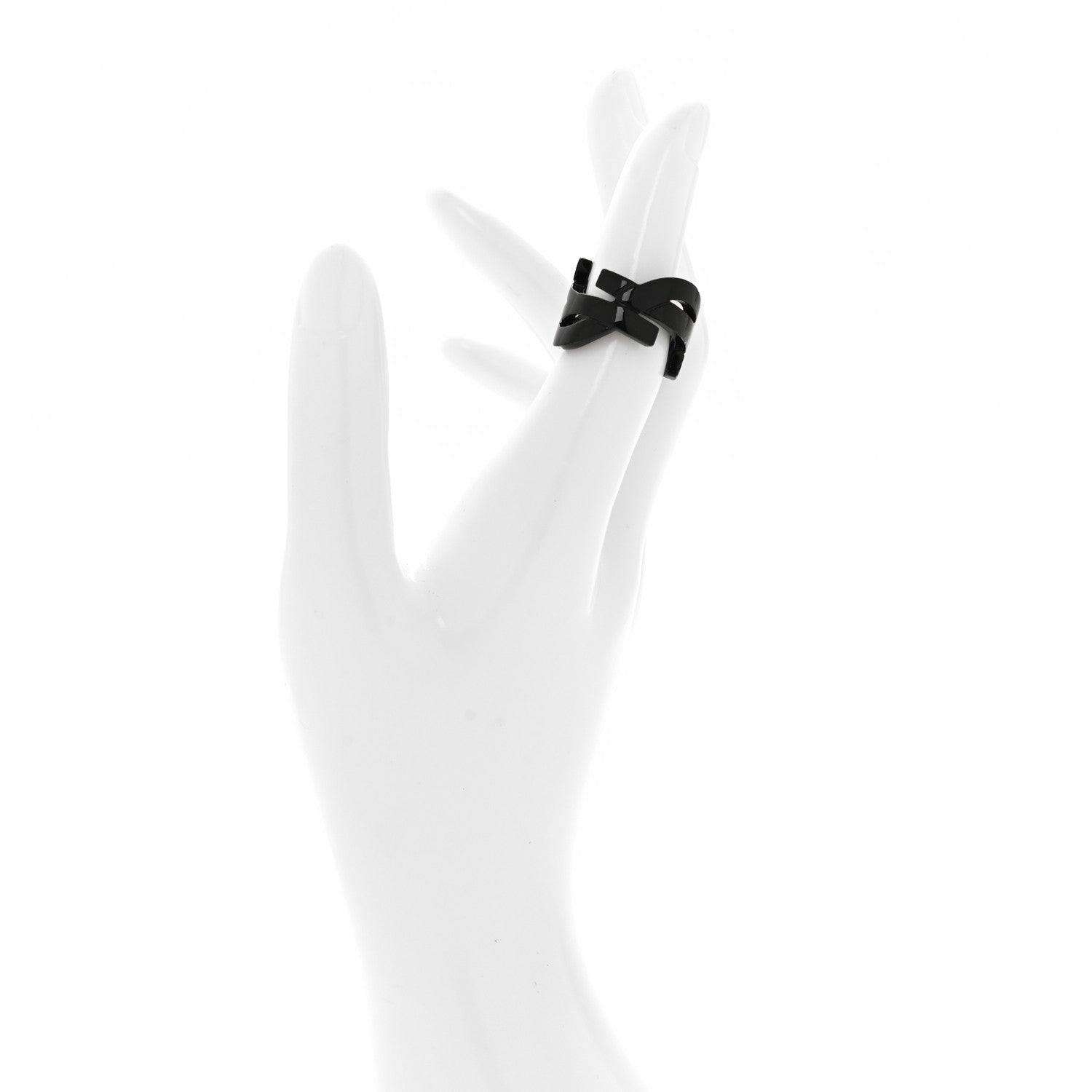 Saint Laurent Brass Monogram Cassandre Ring Black 2 of 4