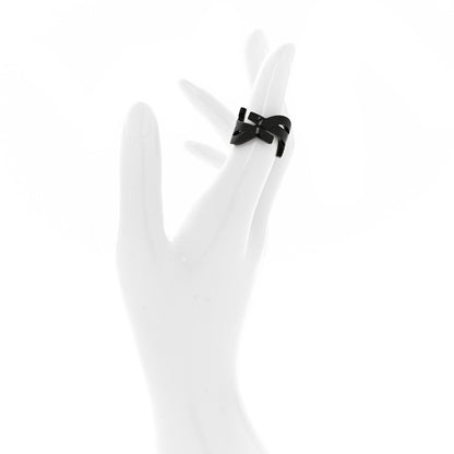 Saint Laurent Brass Monogram Cassandre Ring Black 2 of 4
