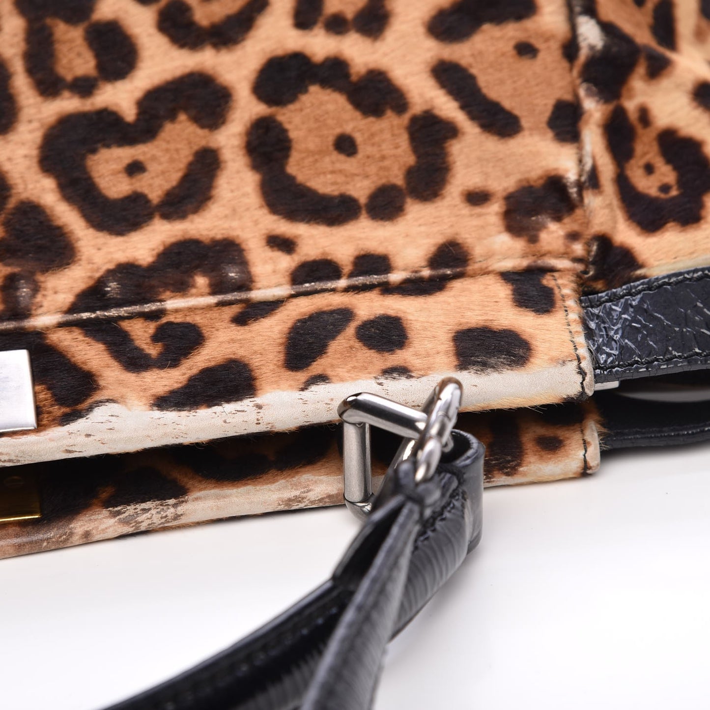 Calf Hair Leopard Print Zucca Large Peekaboo Iconic Satchel Tobacco