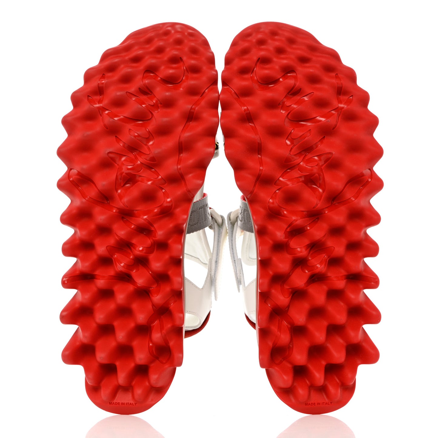 Calfskin Raffia Nylon Mens Summer Loubishark Sandals 42 White Multicolor