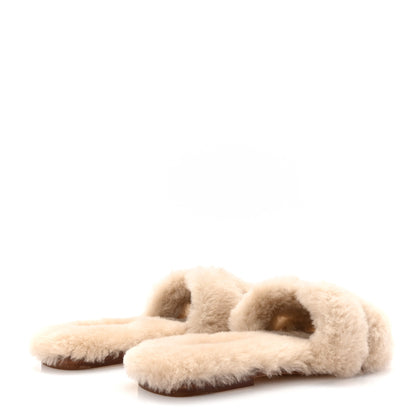 Hermes Woolskin Oran Sandals 37 Beige Argile 5 of 9