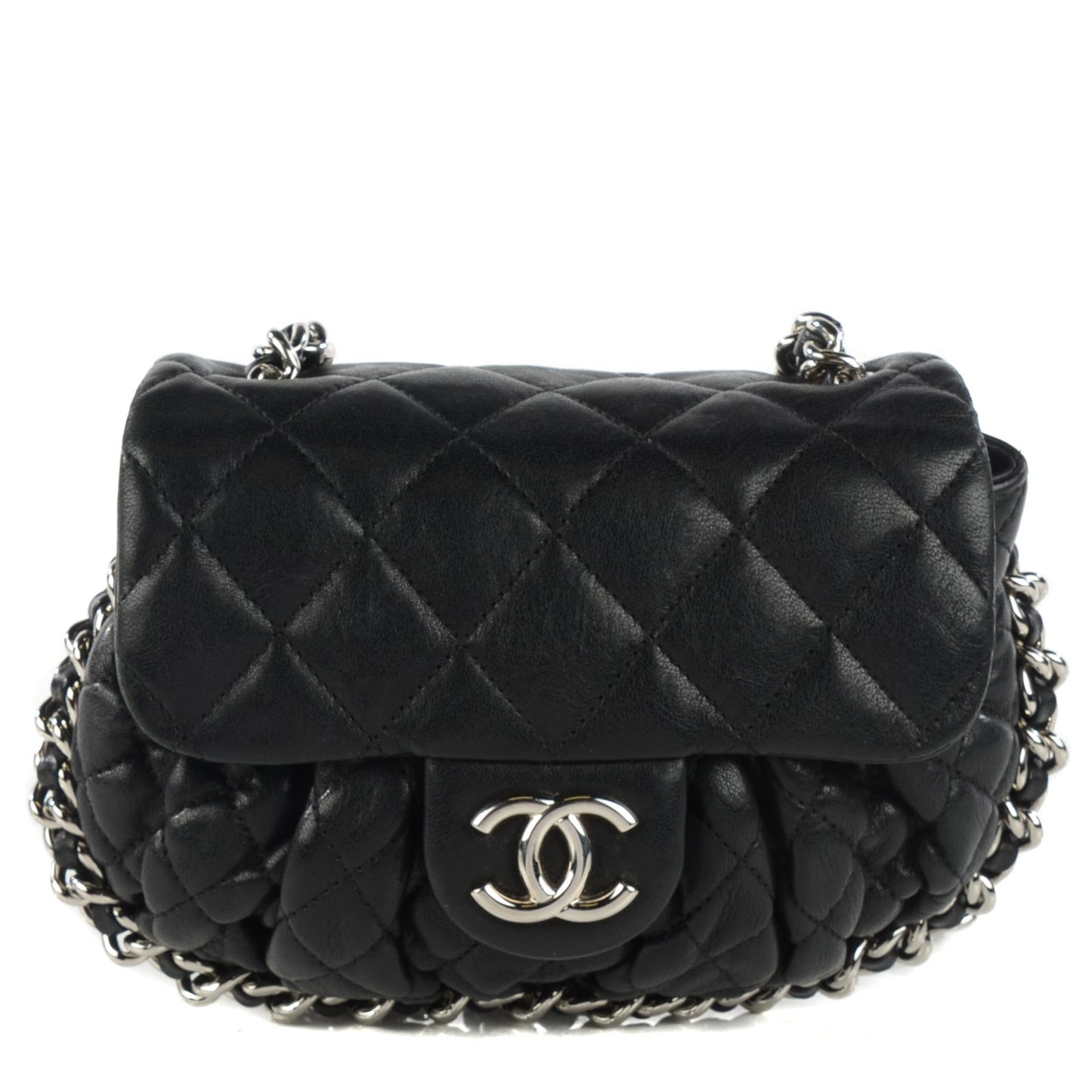Washed Lambskin Mini Chain Around Messenger Black