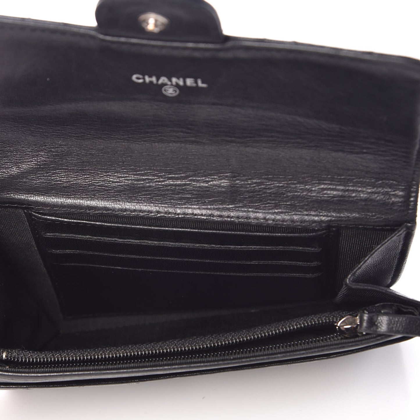 Lambskin Quilted Small Flap Wallet Black