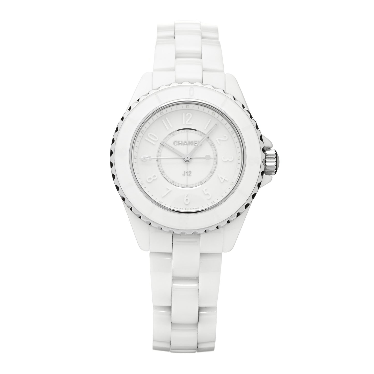 Stainless Steel Ceramic 33mm J12 Phantom Quartz Watch White