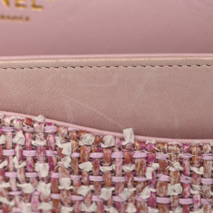 Chanel Tweed Quilted Medium Double Flap Light Pink 12 of 17