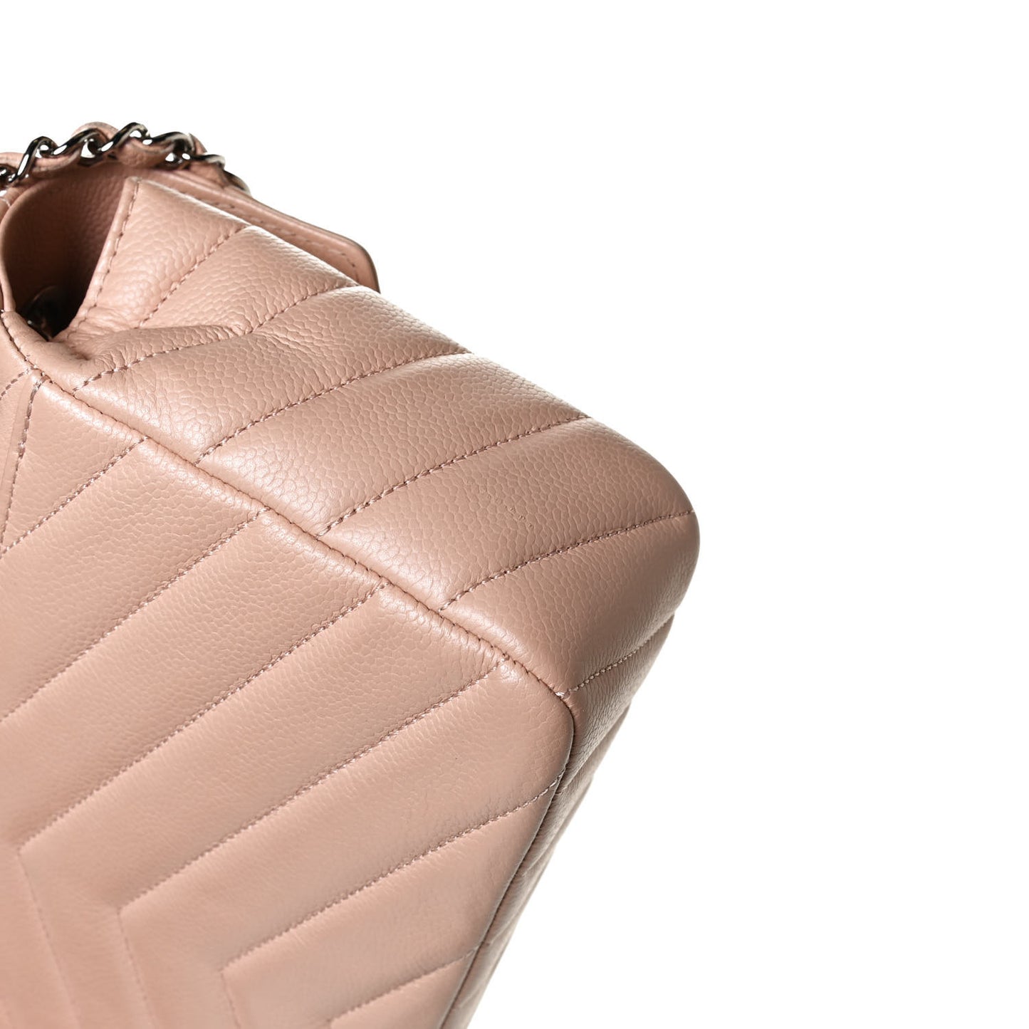 Caviar Chevron Quilted Single Flap Light Pink