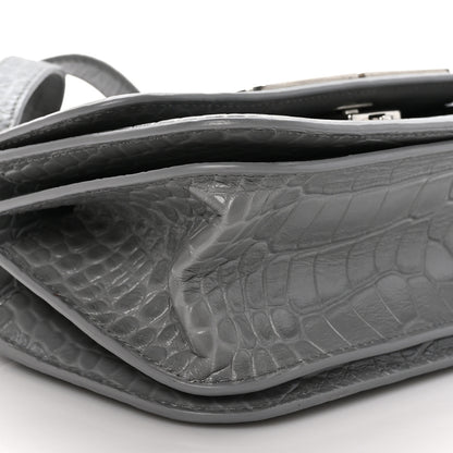 Balenciaga Extra Supple Calfskin Crocodile Embossed Small Gossip Bag Grey 10 of 12