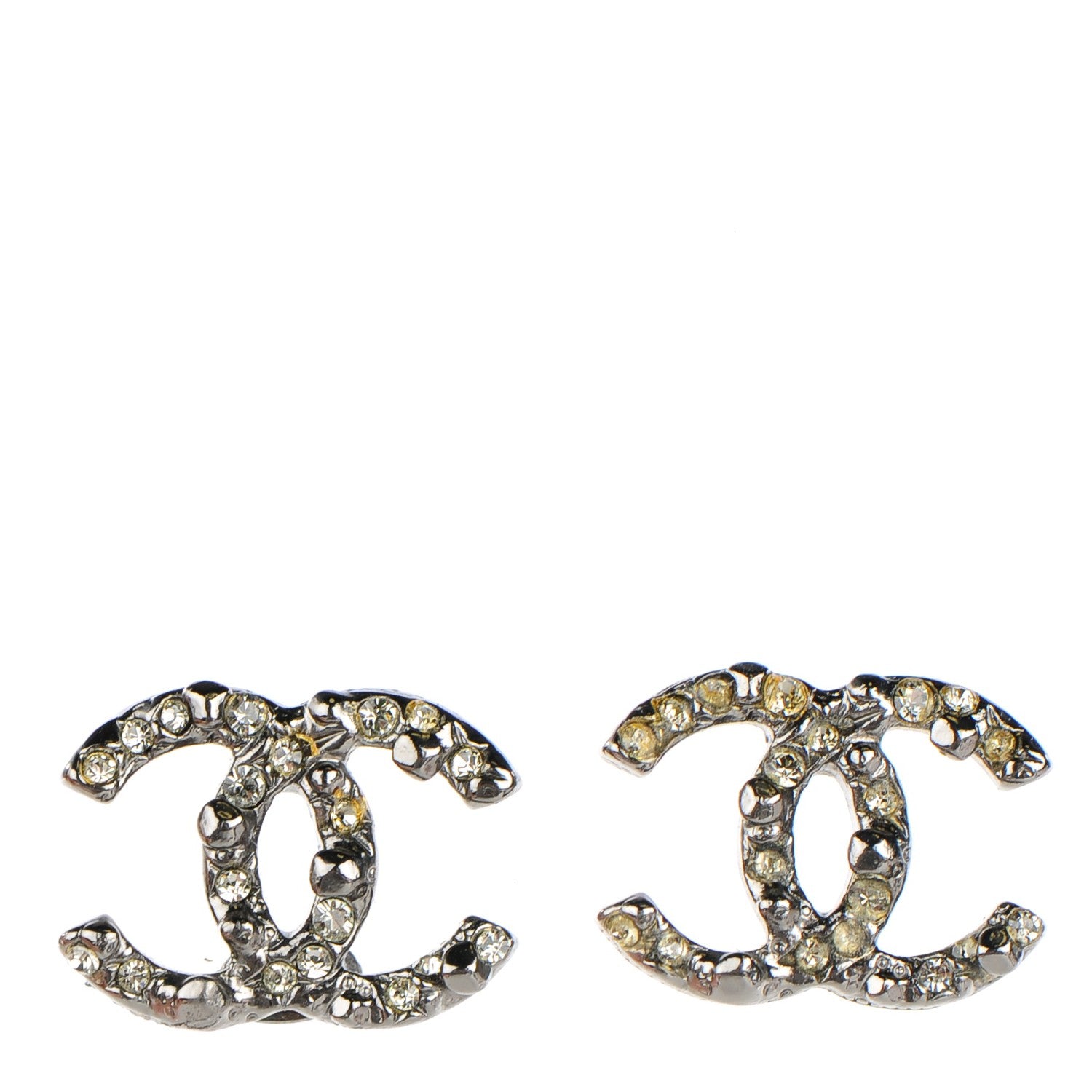 Chanel Crystal CC Earrings Silver 1 of 7