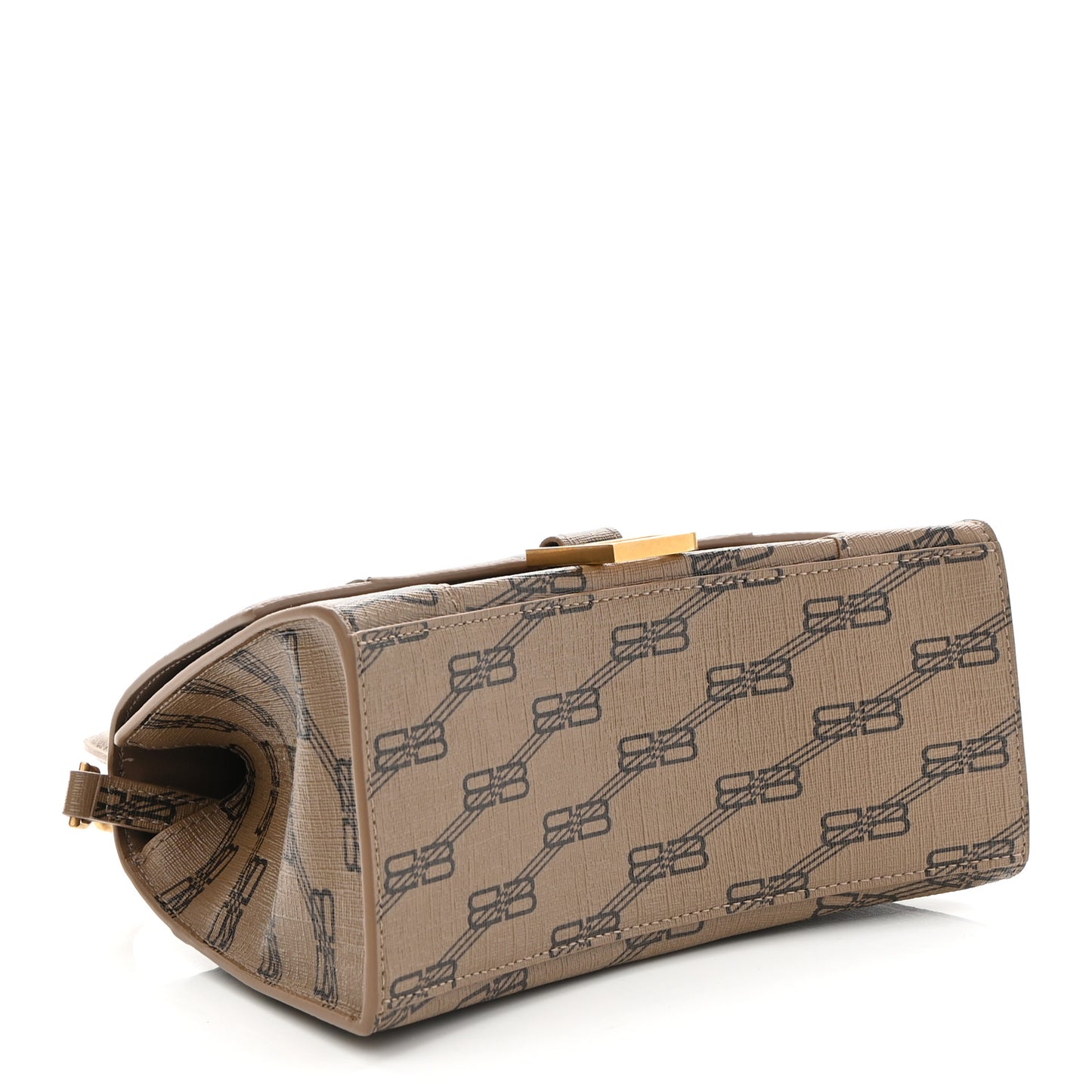 Coated Canvas BB Monogram Small Hourglass Top Handle Bag Beige Brown