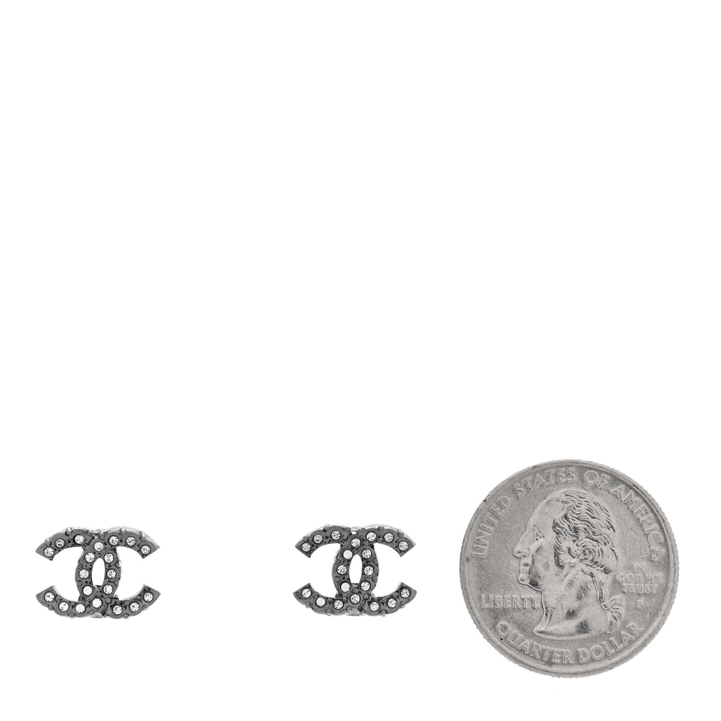 Ruthenium Crystal Studded CC Earrings