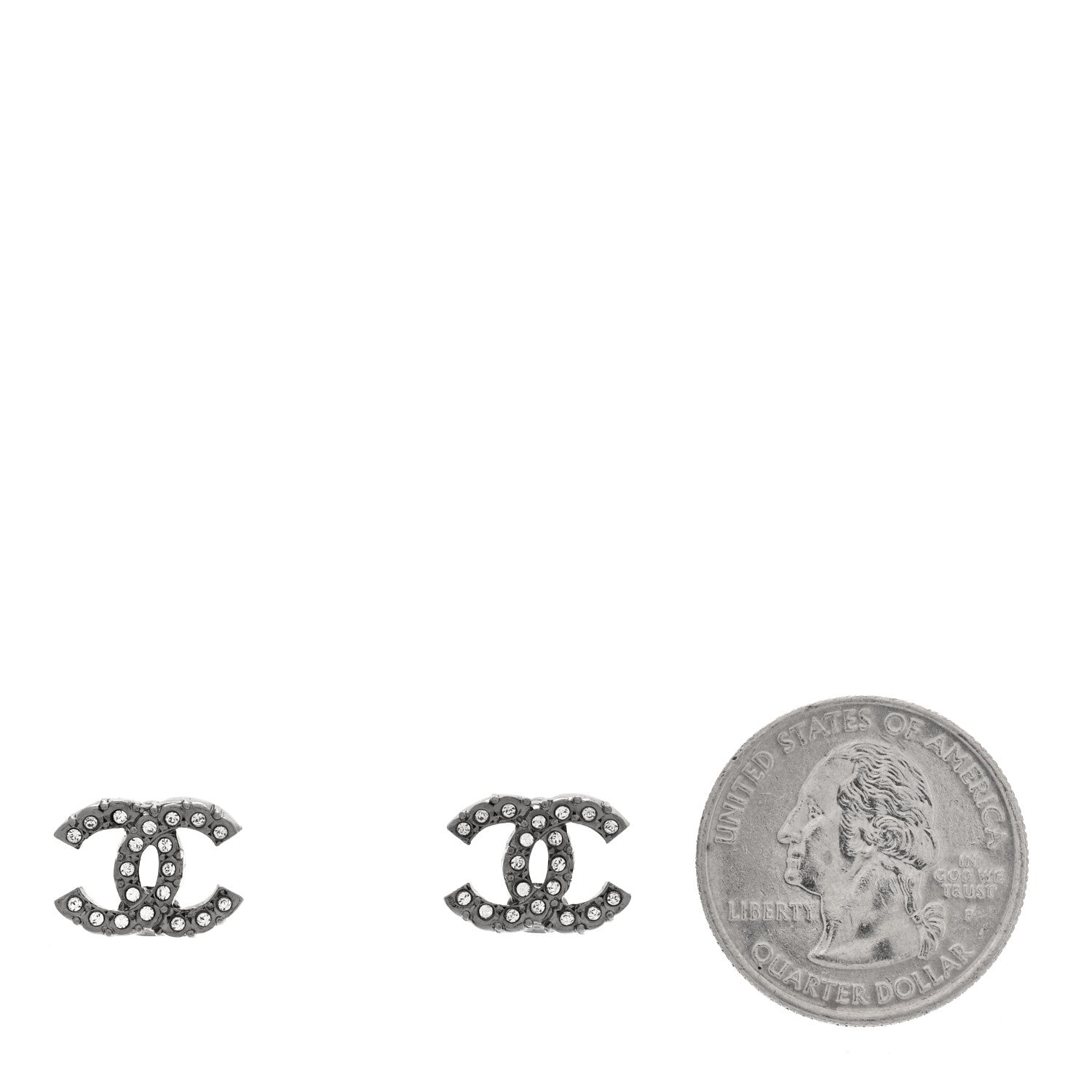 Chanel Ruthenium Crystal Studded CC Earrings 2 of 4