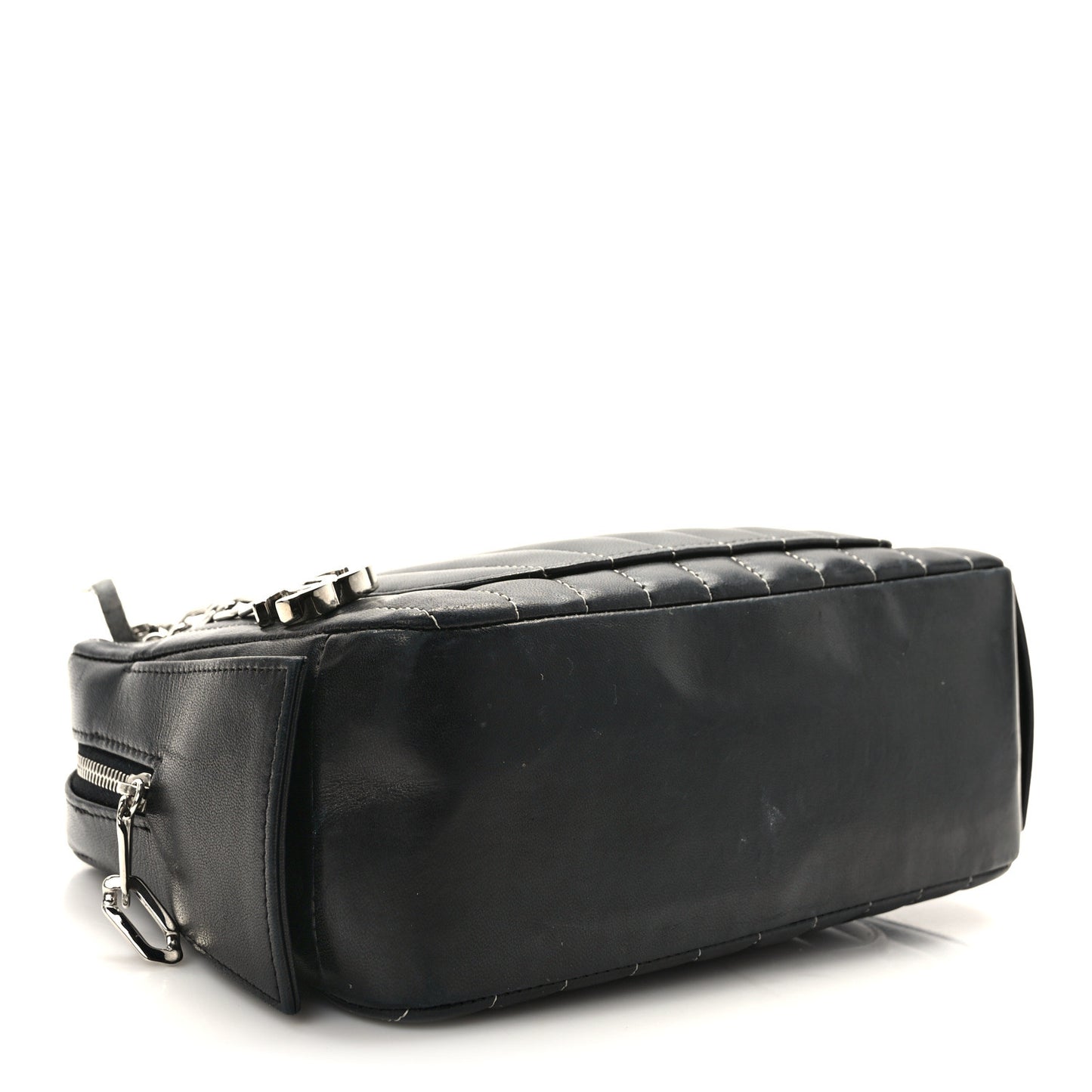 Lambskin Vertical Quilted Mademoiselle Small Camera Case Black