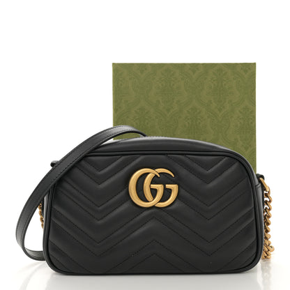 Gucci Calfskin Matelasse Small GG Marmont Chain Shoulder Bag Black 11 of 11