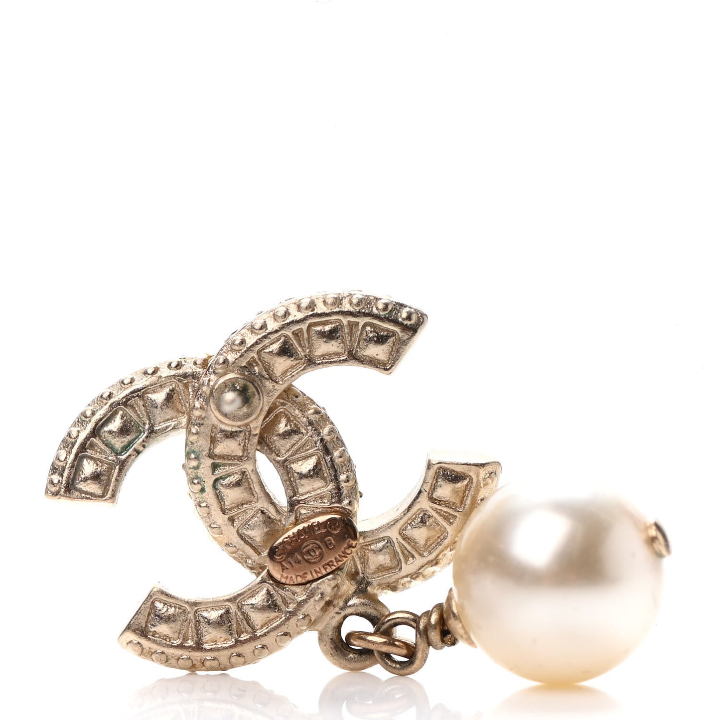 Crystal Timeless CC Pearl Drop Earrings Light Gold