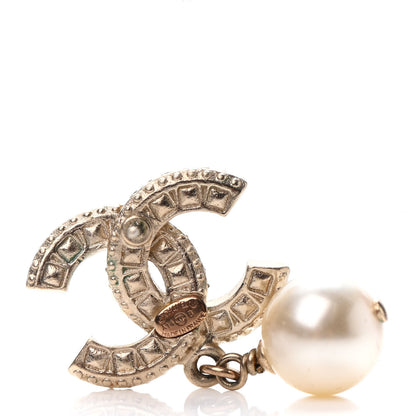 Chanel Crystal Timeless CC Pearl Drop Earrings Light Gold 4 of 4