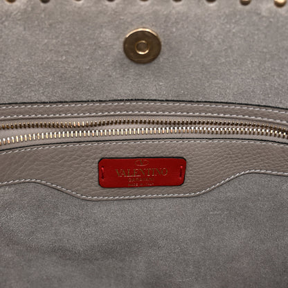 Valentino Garavani Grained Calfskin Rockstud Shoulder Tote Perla 6 of 10