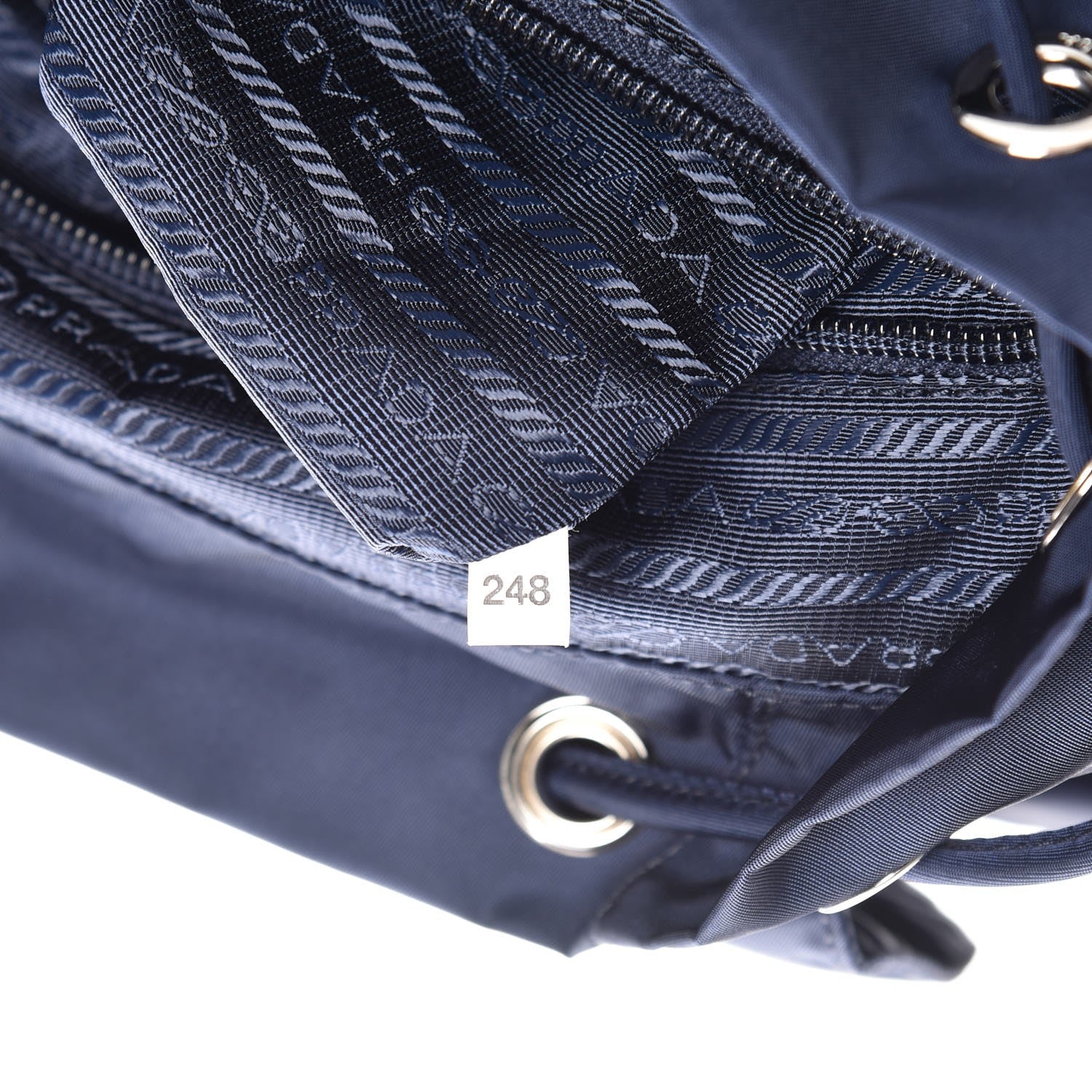 Prada Nylon Vela Saffiano Medium Cinch Backpack Baltico 7 of 7