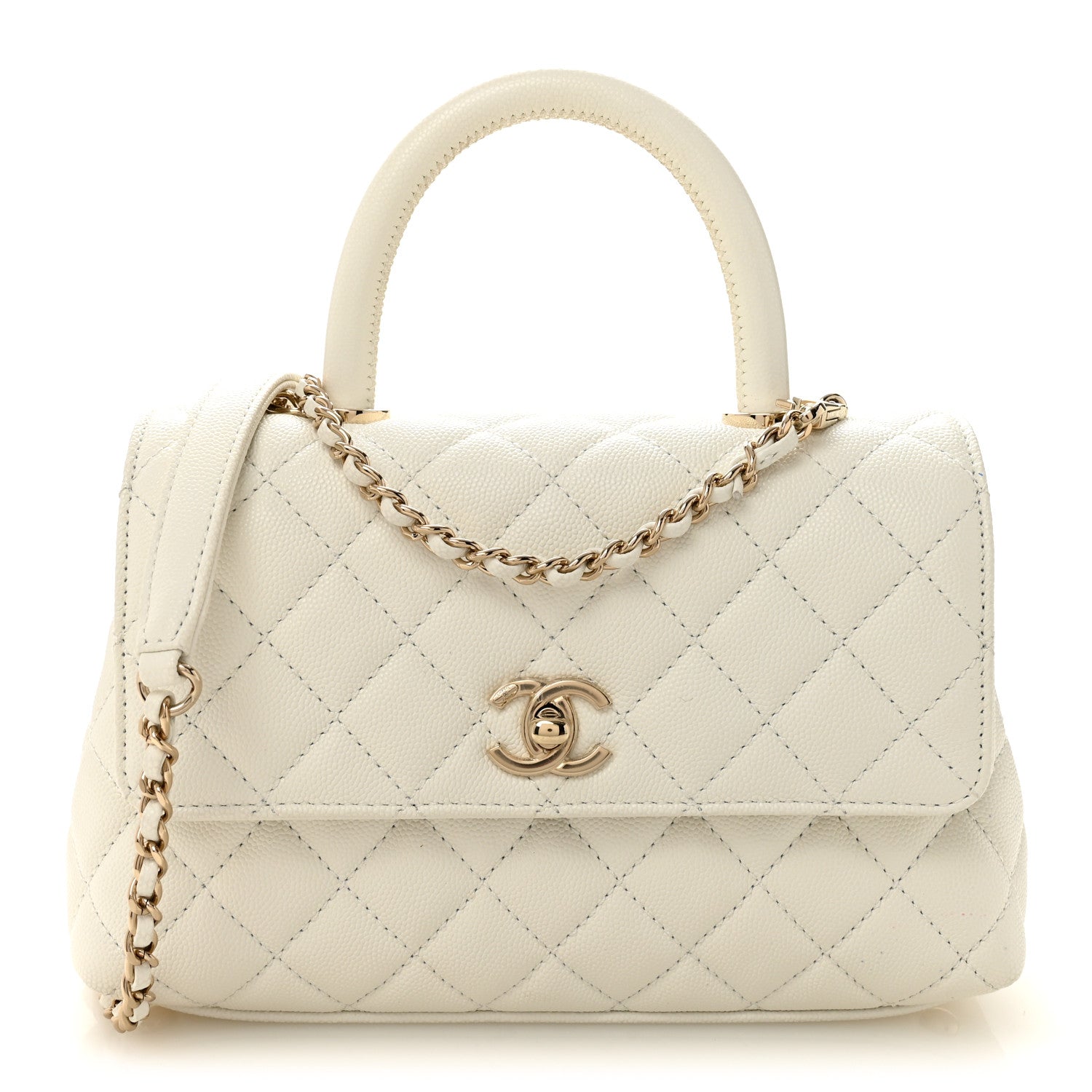 Chanel Caviar Quilted Mini Coco Handle Flap White 1 of 10