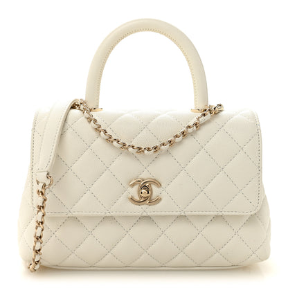 Chanel Caviar Quilted Mini Coco Handle Flap White 1 of 10