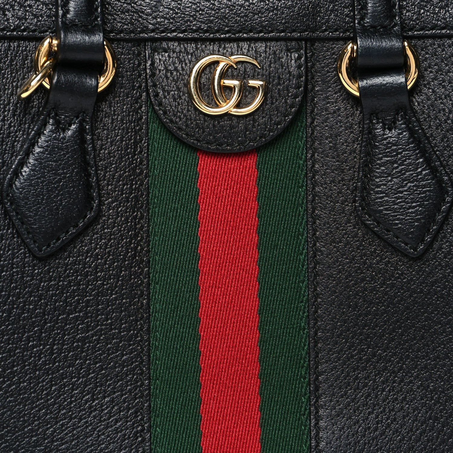 Gucci Textured Calfskin Web Small Ophidia Tote Bag Black 9 of 11