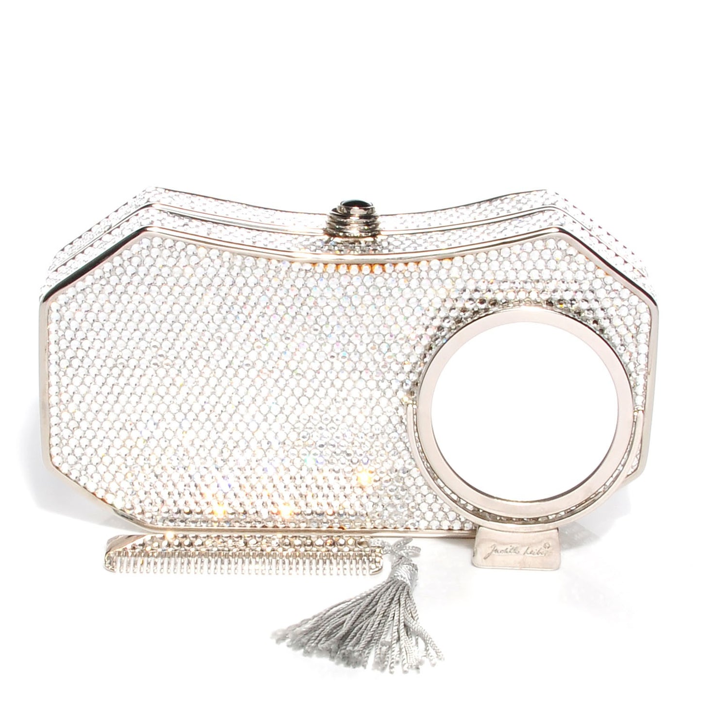 Crystal Minaudière Clutch Silver