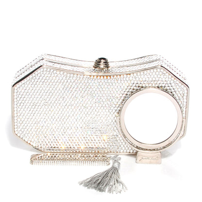 Judith Leiber Crystal Minaudière Clutch Silver 5 of 7