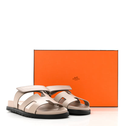 Hermes Calfskin Womens Chypre Sandals 37.5 Beige Mastic 9 of 9