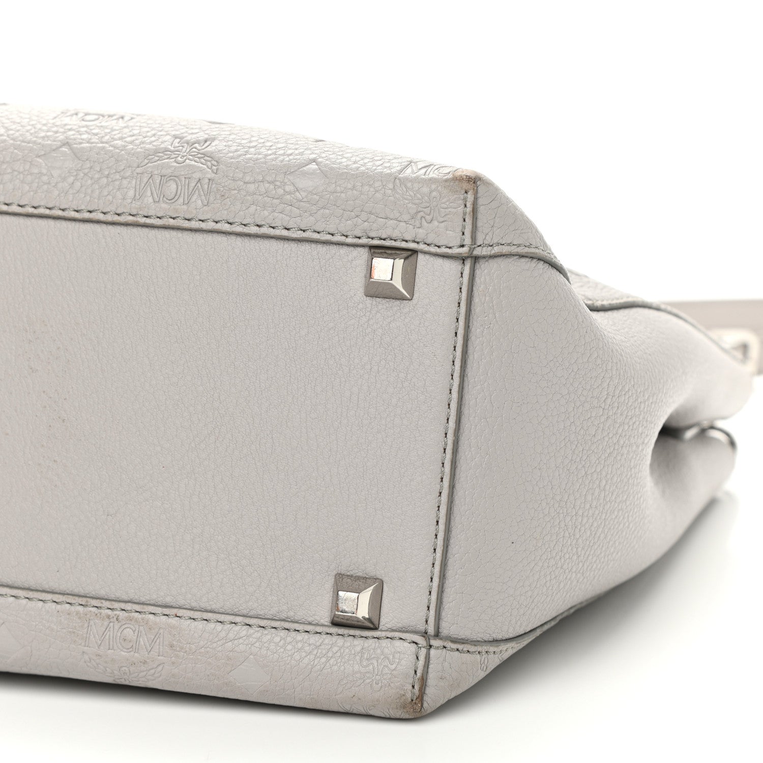 MCM Calfskin Ottomar Monogram Sarah Convertible Hobo Dove 9 of 14