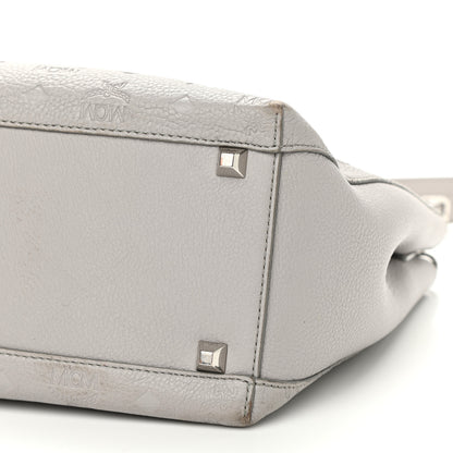 MCM Calfskin Ottomar Monogram Sarah Convertible Hobo Dove 9 of 14