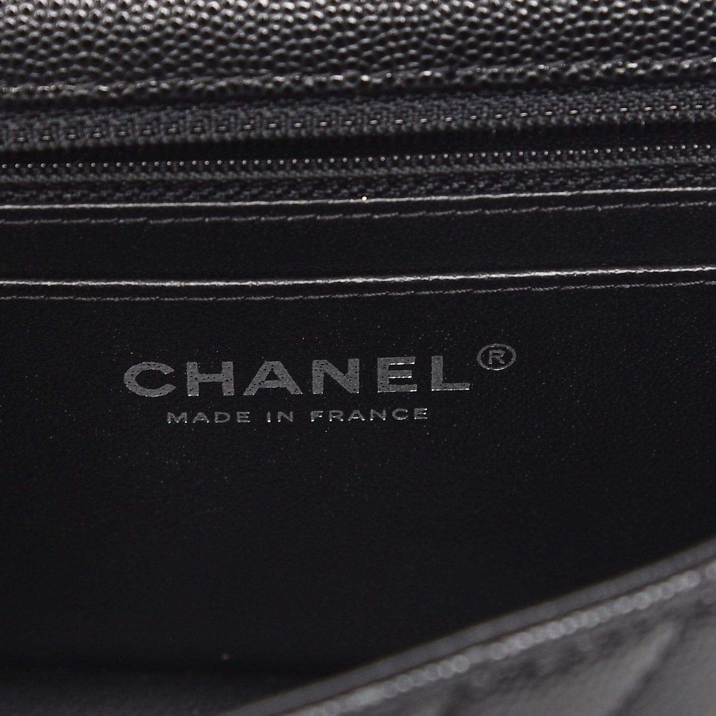 Caviar Chevron Quilted Mini Rectangular Flap Black