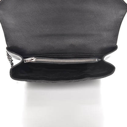 Saint Laurent Sheepskin Matelasse Chevron Monogram Large College Satchel Black 6 of 8