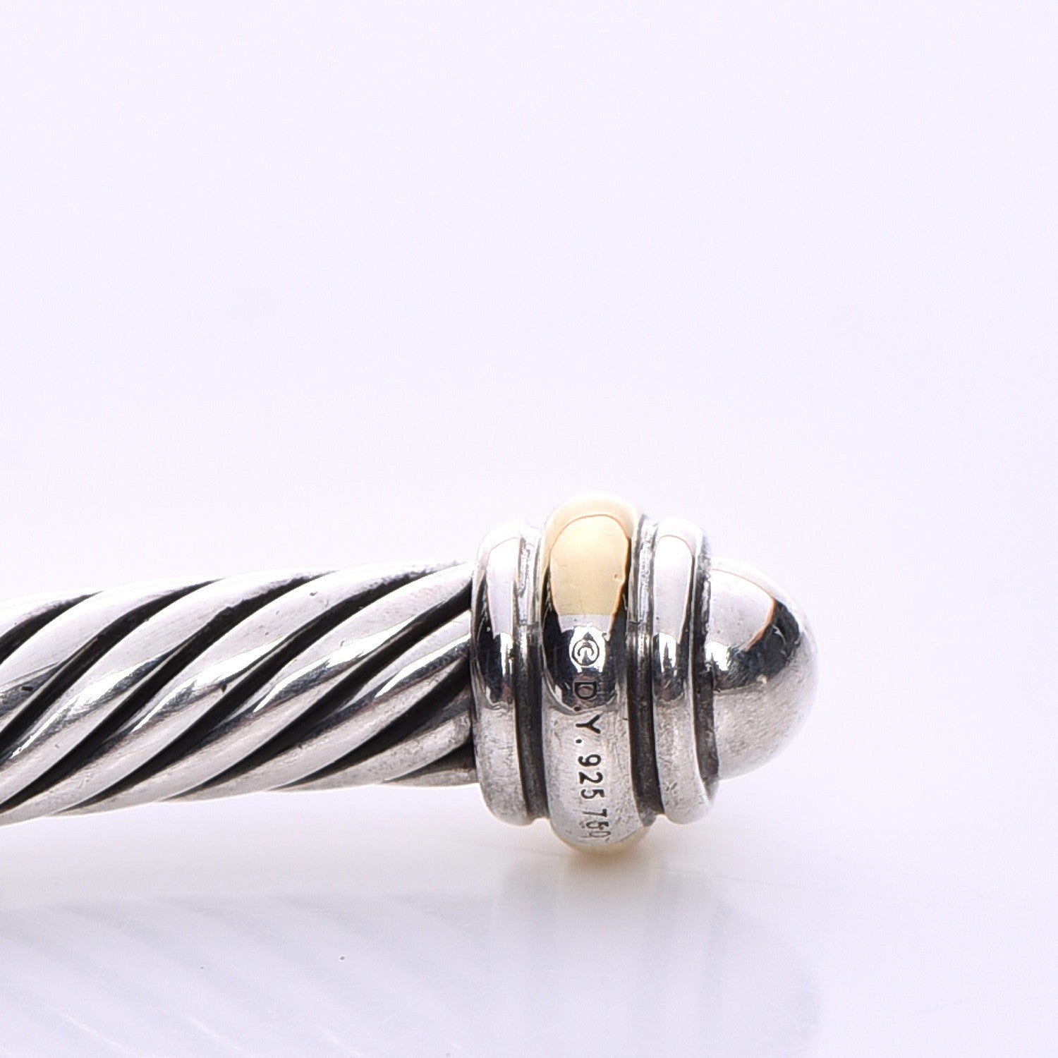 David Yurman Sterling Silver 18K Yellow Gold 4mm Cable Classics Bracelet 4 of 5