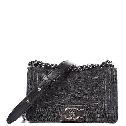 Chanel Denim Quilted Small Boy Flap Black 1 of 7