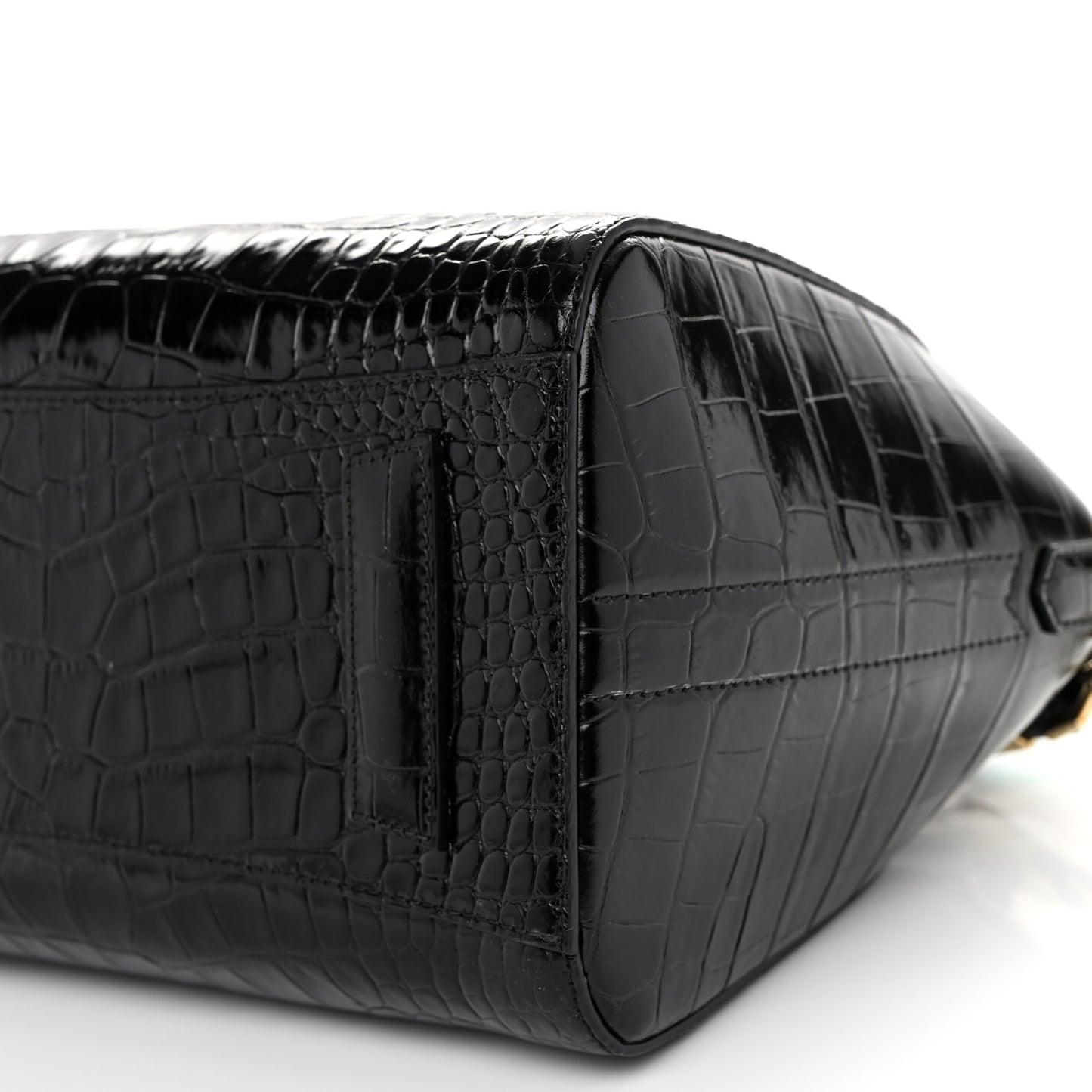Calfskin Crocodile Embossed Small Antigona Black