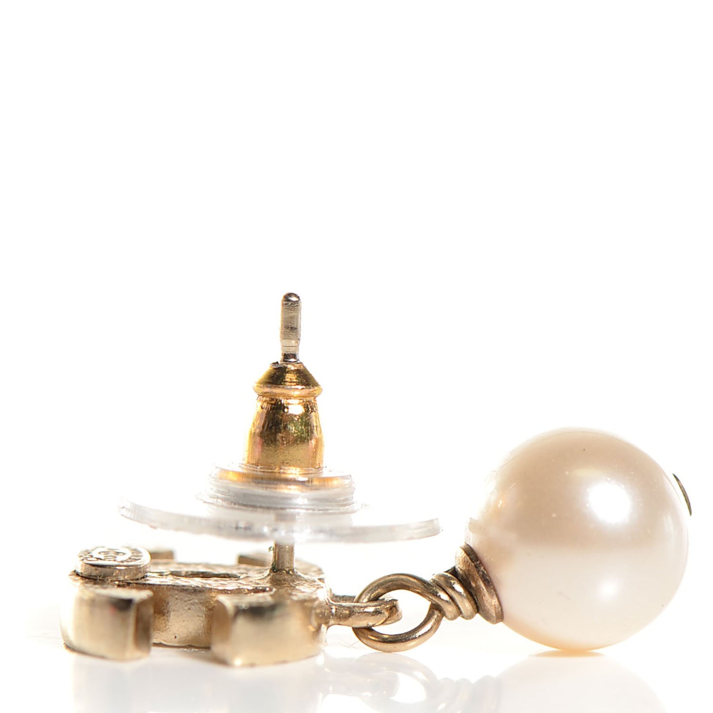 Pearl CC Drop Earrings Gold
