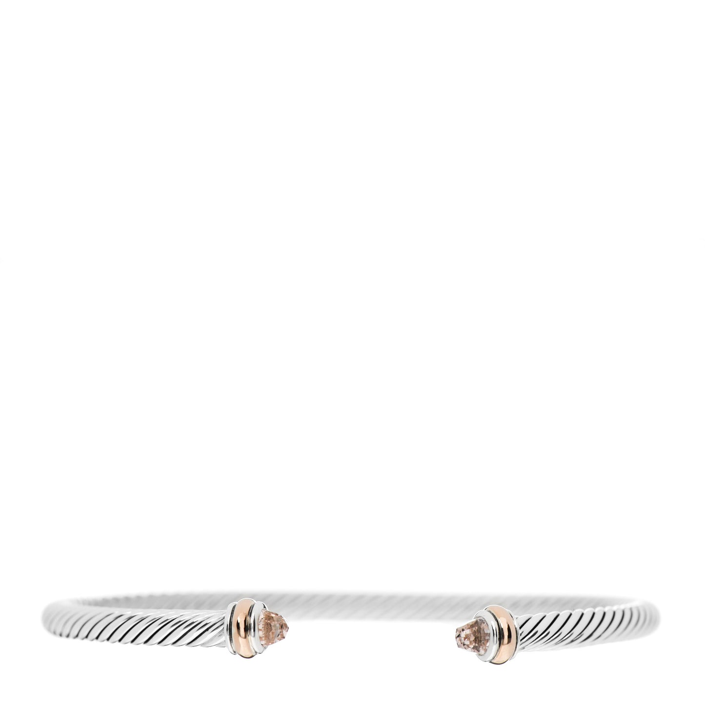 Sterling Silver 18K Rose Gold Morganite 4mm Cable Classics Bracelet